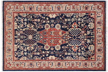 handmade Traditional Kafkaz Blue Brown Hand Knotted RECTANGLE 100% WOOL area rug 4 x 6